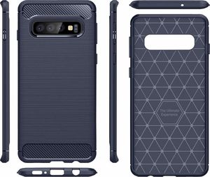 Hurtel Carbon Case elastyczne etui pokrowiec Samsung Galaxy S10 Plus niebieski uniwersalny 3