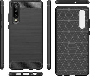Hurtel Carbon Case elastyczne etui pokrowiec Huawei P30 czarny uniwersalny 3