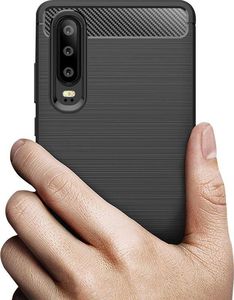 Hurtel Carbon Case elastyczne etui pokrowiec Huawei P30 czarny uniwersalny 5