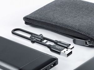 Kabel USB Baseus Baseus kabel 2w1 U-Shaped USB-C micro USB 2.4A czarny uniwersalny 3