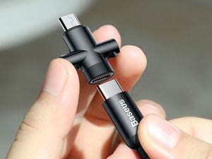 Kabel USB Baseus Baseus kabel 2w1 U-Shaped USB-C micro USB 2.4A czarny uniwersalny 5