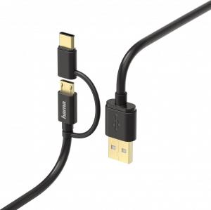 Kabel USB Hama USB-A - microUSB + USB-C 1 m Czarny (178327) 5