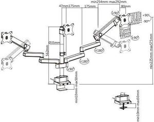 Maclean Uchwyt biurkowy na 3 monitory 17" - 27" (MC-811) 4