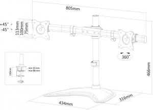 Neomounts Stojak biurkowy na 2 monitory 10" - 27" (NM-D335DBLACK) 3