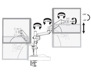 Manhattan Uchwyt biurkowy na 2 monitory 17" - 32" (461597) 7