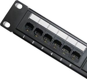 Qoltec Patch panel 24 porty | kat.6 UTP | Czarny 2