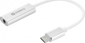 Adapter USB Sandberg USB-C - Jack 3.5mm Biały  (136-27) 1