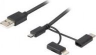 Kabel USB Lanberg USB-A - microUSB 1.8 m Czarny (CA-3IN1-12CC-0018-BK) 1