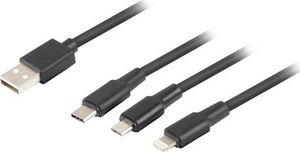 Kabel USB Lanberg USB-A - 1.8 m Czarny (CA-3IN1-10CC-0018-BK) 1