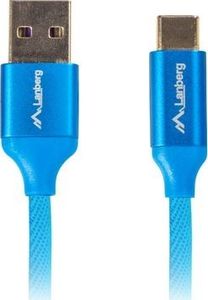 Kabel USB Lanberg USB-A - USB-C 1.8 m Niebieski (CA-USBO-22CU-0018-BL) 1