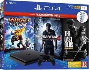 Sony PlayStation4 Slim 1TB + Uncharted 4 + The Last of Us Remastered + Ratchet & Clank 1