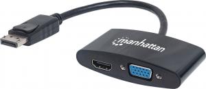 Adapter AV Manhattan DisplayPort - HDMI - D-Sub (VGA) czarny (152587) 1