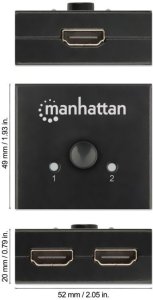 Manhattan 2-Portowy Dwukierunkowy Przełącznik HDMI 2x1 lub 1x2 4K*30Hz (207850) 5