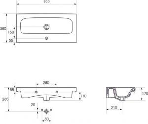 Umywalka Cersanit Moduo 80cm (K116-012-ECO) 3