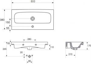 Cersanit Moduo Slim 79.5 cm szary (S801-224) 2