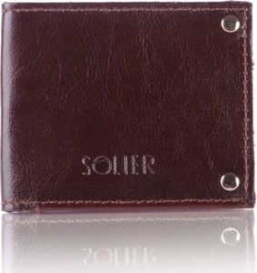 Solier Skórzany cienki portfel wizytownik SOLIER SW21 ciemnobrązowy 1
