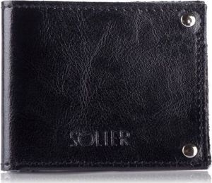Solier Skórzany cienki portfel wizytownik SOLIER SW21 czarny 1