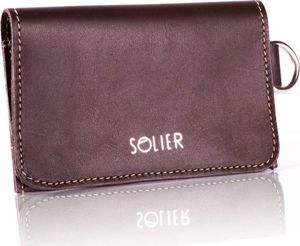 Solier Skórzany portfel męski/wizytownik z miejscem na bilon SOLIER SW20 brązowy vintage 1
