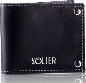 Solier Skórzany cienki portfel wizytownik SOLIER SW21 czarny vintage 1