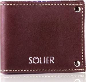 Solier Skórzany cienki portfel wizytownik SOLIER SW21 brązowy vintage 1