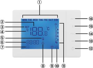 Acurel Dotykowy termostat sterownik 24/7 pokojowy 5A uniwersalny 9