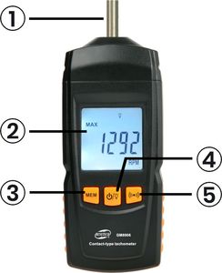 Benetech Tachometr Kontaktowy LCD Miernik Obrotów uniwersalny 7