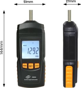 Benetech Tachometr Kontaktowy LCD Miernik Obrotów uniwersalny 8