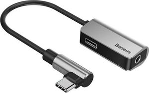 Adapter USB Baseus USB-C - Jack 3.5mm + USB-C Srebrny  (CATL45-0S) 1