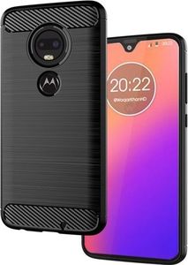 Futerał Carbon do Motorola Moto G7 czarny + szkło hartowane 9H uniwersalny 1