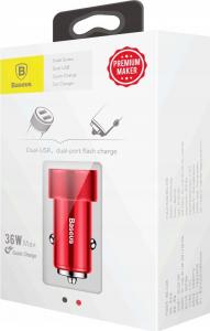 Ładowarka Baseus Samochodowa Do Zapalniczki 2xusb Qc3.0 - Czerwona 12