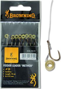 Browning #12 Feeder Method Przypon z opaska do pelletu brazowy 7,5lbs,3,5kg Ø0,20mm 10cm 8szt (4706012) 1