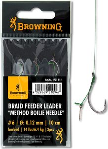 Browning #6 Braid Feeder Leader Method Boilie Needle brazowy 6,4kg,14lbs 0,12mm 10cm 3szt (4721012) 1