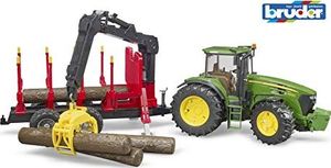 Bruder Traktor John Deere 7930 z przyczepą i dźwigiem do bali drewnianych (4szt) 1