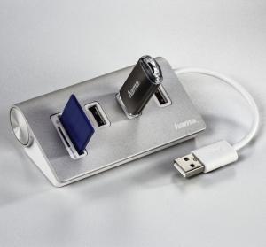 HUB USB Hama 1x SD 1x microSD 1x microSDHC 1x microSDXC 1x SDHC 1x SDXC  + 3x USB-A 2.0 (000541420000) 3