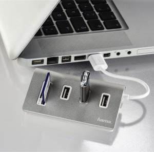HUB USB Hama 1x SD 1x microSD 1x microSDHC 1x microSDXC 1x SDHC 1x SDXC  + 3x USB-A 2.0 (000541420000) 4
