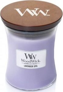 WoodWick Świeca w szkle WoodWick średnia Lavender Spa 92492E (114mm x 98mm) 1