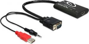 Adapter AV Delock D-Sub (VGA) - HDMI + USB-A + Jack 3.5mm czarny (62408) 1