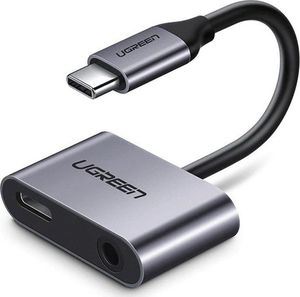 Adapter USB Ugreen USB-C - Jack 3.5mm + USB-C Srebrny  (50596) 1