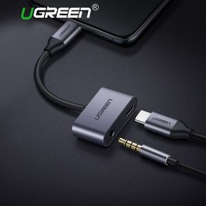 Adapter USB Ugreen USB-C - Jack 3.5mm + USB-C Srebrny  (50596) 2
