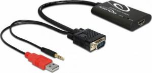 Adapter AV Delock D-Sub (VGA) - HDMI + USB-A + Jack 3.5mm czarny (62407) 1