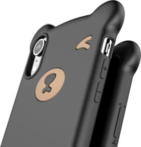 Baseus Baseus Bear Silicone Case silikonowe etui pokrowiec ze smyczą na nadgarstek iPhone XR czarny (WIAPIPH61-BE01) uniwersalny 3