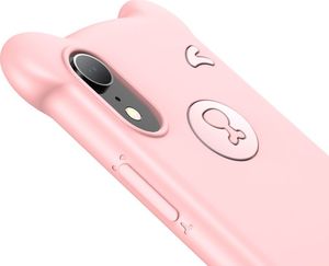 Baseus Baseus Bear Silicone Case silikonowe etui pokrowiec ze smyczą na nadgarstek iPhone XR różowy (WIAPIPH61-BE04) uniwersalny 2