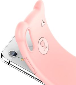 Baseus Baseus Bear Silicone Case silikonowe etui pokrowiec ze smyczą na nadgarstek iPhone XR różowy (WIAPIPH61-BE04) uniwersalny 6