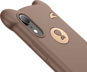 Baseus Bear Silicone Case silikonowe etui pokrowiec ze smyczą na nadgarstek iPhone XR brązowy (WIAPIPH61-BE08) uniwersalny 2