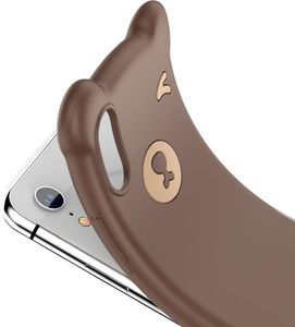 Baseus Bear Silicone Case silikonowe etui pokrowiec ze smyczą na nadgarstek iPhone XR brązowy (WIAPIPH61-BE08) uniwersalny 6