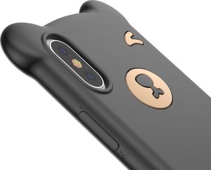 Baseus Baseus Bear Silicone Case silikonowe etui pokrowiec ze smyczą na nadgarstek iPhone XS Max czarny (WIAPIPH65-BE01) uniwersalny 2