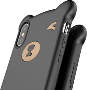 Baseus Baseus Bear Silicone Case silikonowe etui pokrowiec ze smyczą na nadgarstek iPhone XS Max czarny (WIAPIPH65-BE01) uniwersalny 3