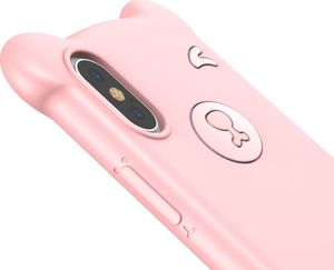 Baseus Baseus Bear Silicone Case silikonowe etui pokrowiec ze smyczą na nadgarstek iPhone XS Max różowy (WIAPIPH65-BE04) uniwersalny 2