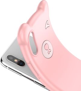 Baseus Baseus Bear Silicone Case silikonowe etui pokrowiec ze smyczą na nadgarstek iPhone XS Max różowy (WIAPIPH65-BE04) uniwersalny 6