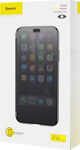 Baseus Baseus Touchable Case żelowe etui futerał z panelem ze szkła hartowanego iPhone XR czarny (WIAPIPH61-TS01) uniwersalny 11